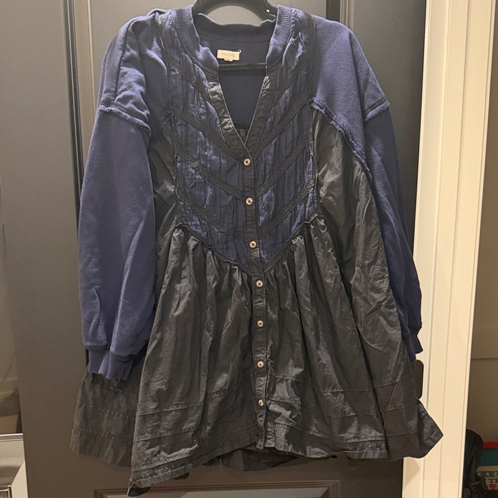 Pilcro Navy and Black Button-Up dress